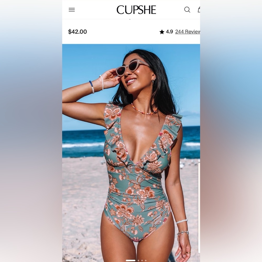 NWT Cupshe Floral Flutter Lace-Up one piece